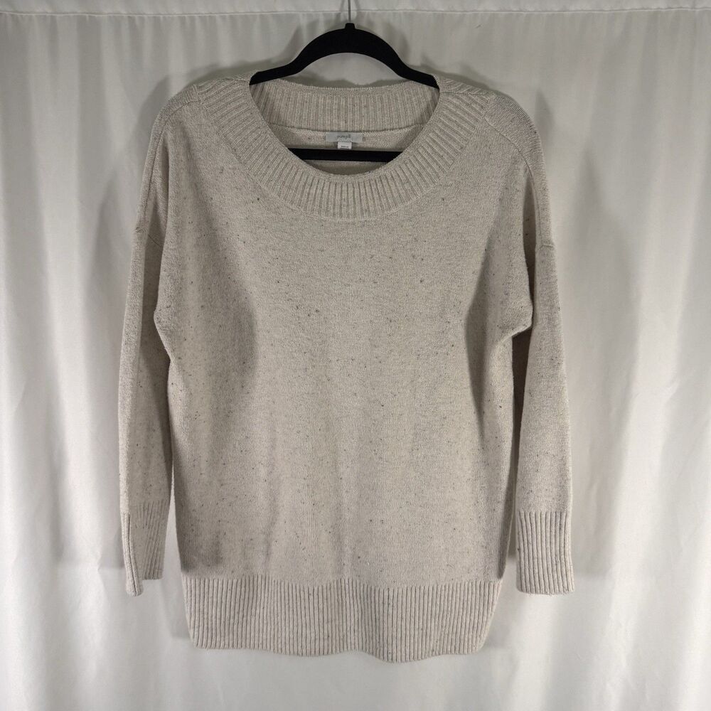 Pure Jill Sweater Women's Medium Petite Cream White Crewneck Long Sleeve Knit